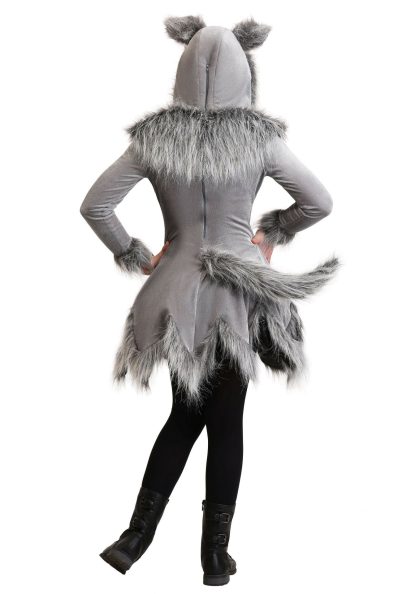 Animal Costumes | Grey Wolf Costume with Hooded Dress for Girls Animal Costumes Animal Costumes