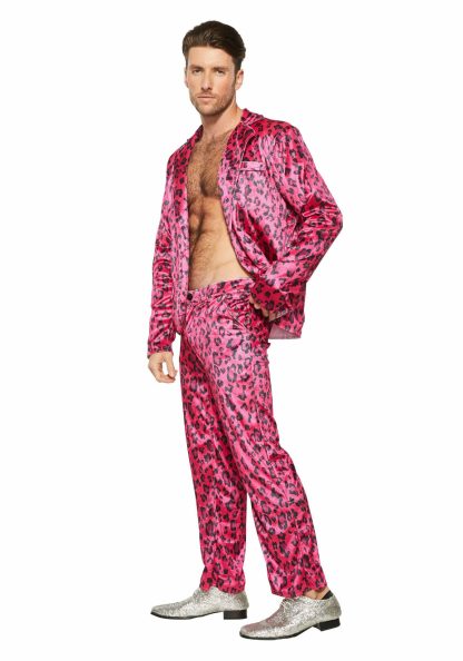 Celebrity Costumes | Pink Leopard Rock Star Costume for Men Celebrity Costumes Celebrity Costumes