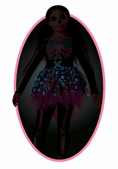 Costume Apparel | Neon Skeleton Costume Dress for Girls Costume Apparel Costume Apparel