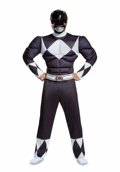 Decades Costumes | Power Rangers Black Ranger Men’s Muscle Costume Cosplay Costumes Cosplay Costumes