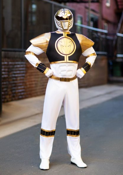 Decades Costumes | Power Rangers White Ranger Classic Muscle Costume for Men Cosplay Costumes Cosplay Costumes