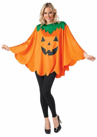 Food Costumes | Pumpkin Poncho Costume for Adults Costume Apparel Costume Apparel