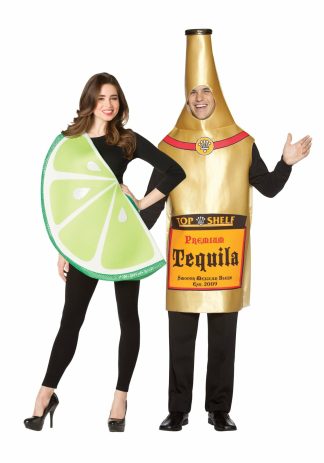 Food Costumes | Tequila Bottle and Lime Slice Costume for Couples Food Costumes Food Costumes