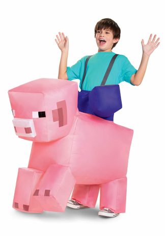 Funny Costumes | Minecraft Ride-On Inflatable Pig Kid’s Costume Boy Boy