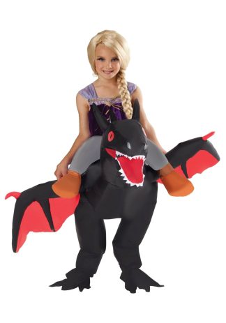 Historical Costumes | Inflatable Ride on Black Dragon Kid’s Costume Boy Boy