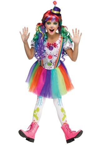 Holiday Costumes | Crazy Color Clown Costume for Girls Funny Costumes Funny Costumes