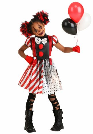 Scary Costumes | Dangerous Dotty the Clown Costume for Kids Girl Girl