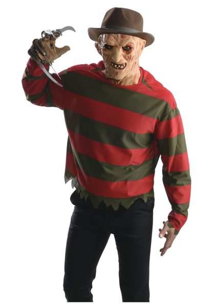 Scary Costumes | Freddy Krueger Costume Shirt with Mask for Adults Mens Mens