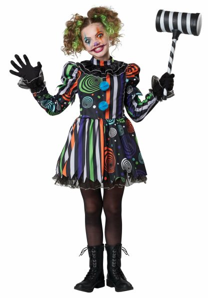 Scary Costumes | Neon Nightmare Clown Costume for Girls Girl Girl