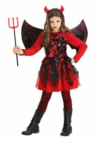 Scary Costumes | Sparkling Devil Dress Costume for Girls Girl Girl