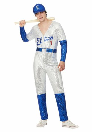 Sports Costumes | Elton John Deluxe Sequin Baseball Costume for Men Celebrity Costumes Celebrity Costumes