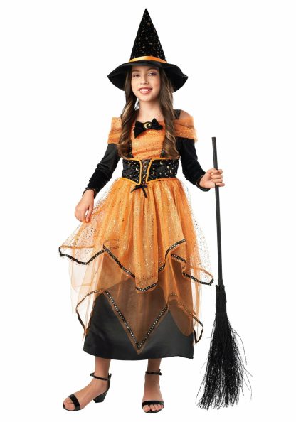 Storybook & Fairytale Costumes | Kid’s Midnight Pumpkin Patch Witch Costume Girl Girl