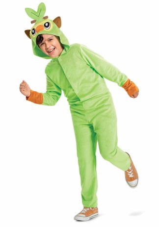 Video Game Costumes | Kid’s Pokémon Grookey Hooded Jumpsuit Costume Girl Girl