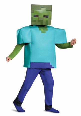 Video Game Costumes | Minecraft Deluxe Zombie Costume for Kids Boy Boy