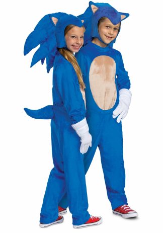 Video Game Costumes | Sonic 2 Deluxe Sonic Movie Costume for Kids Boy Boy