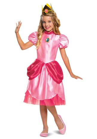 Video Game Costumes | Super Mario Classic Princess Peach Costume for Girls Girl Girl