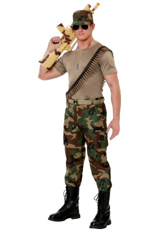 Uniform Costumes | Men’s Camo Soldier Costume Decades Costumes Decades Costumes